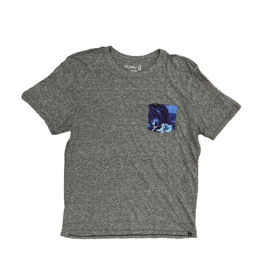 Hurley Gray T-Shirt with Blue Pocket